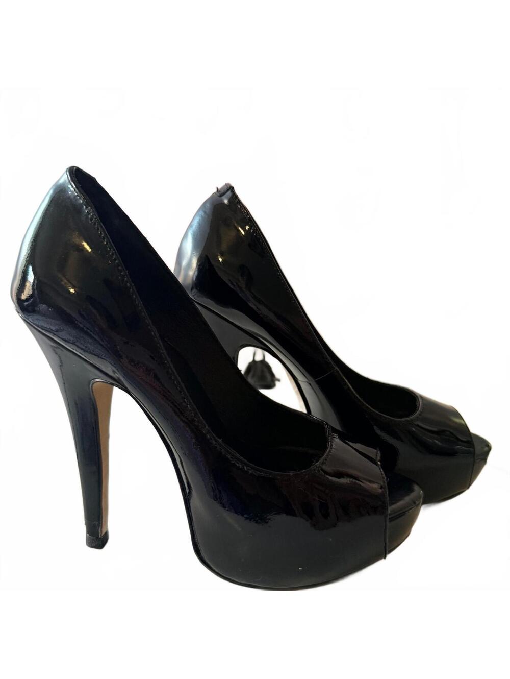 Vince Camuto Black Patent Peep Toe Platform Stiletto Pumps 5B